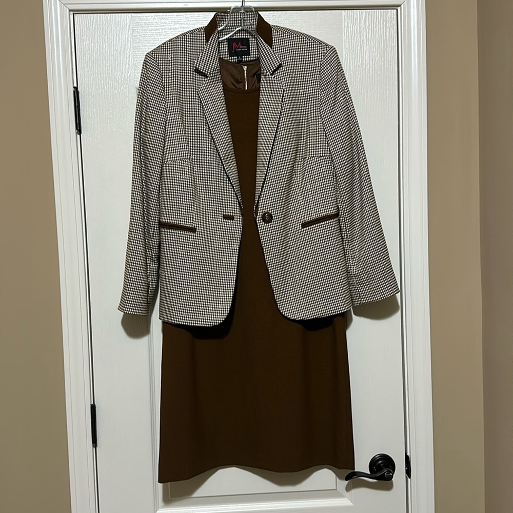 JM Studio by John Meyer Brown Dress w/Houndstooth Print Jacket